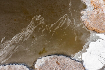 Beautiful natural landscapes from a drone. Frozen Lake Dabie in Poland.