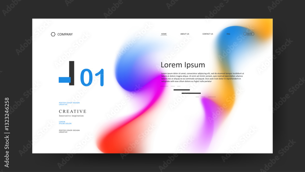 Poster abstract wave futuristic design of landing page. retro gradient fluid website design
