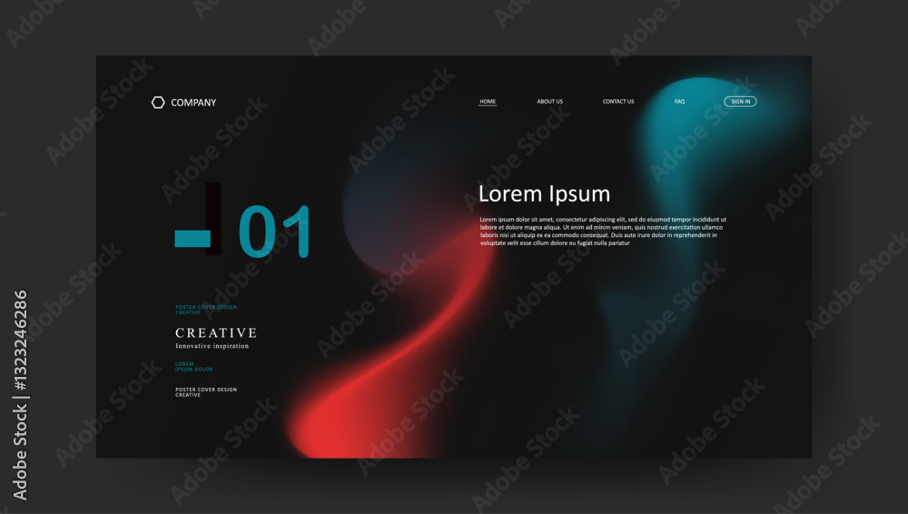 Poster abstract wave futuristic design of landing page. retro gradient fluid website design