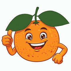 Cartoon orange fruit character giving a thumbs up making a vector illustration with white background