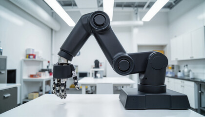 Advanced robotic arm demonstrating precision in modern laboratory, innovation