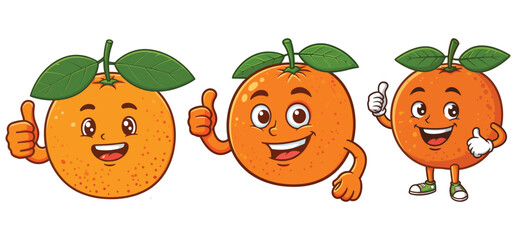 Cartoon orange fruit character giving a thumbs up making a vector illustration with white background