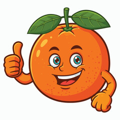 Cartoon orange fruit character giving a thumbs up making a vector illustration with white background