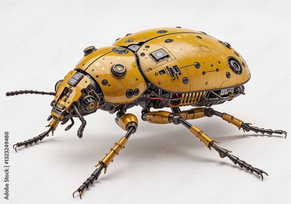 Poster futuristic cyber bug robot with mechanical elements . generative ai