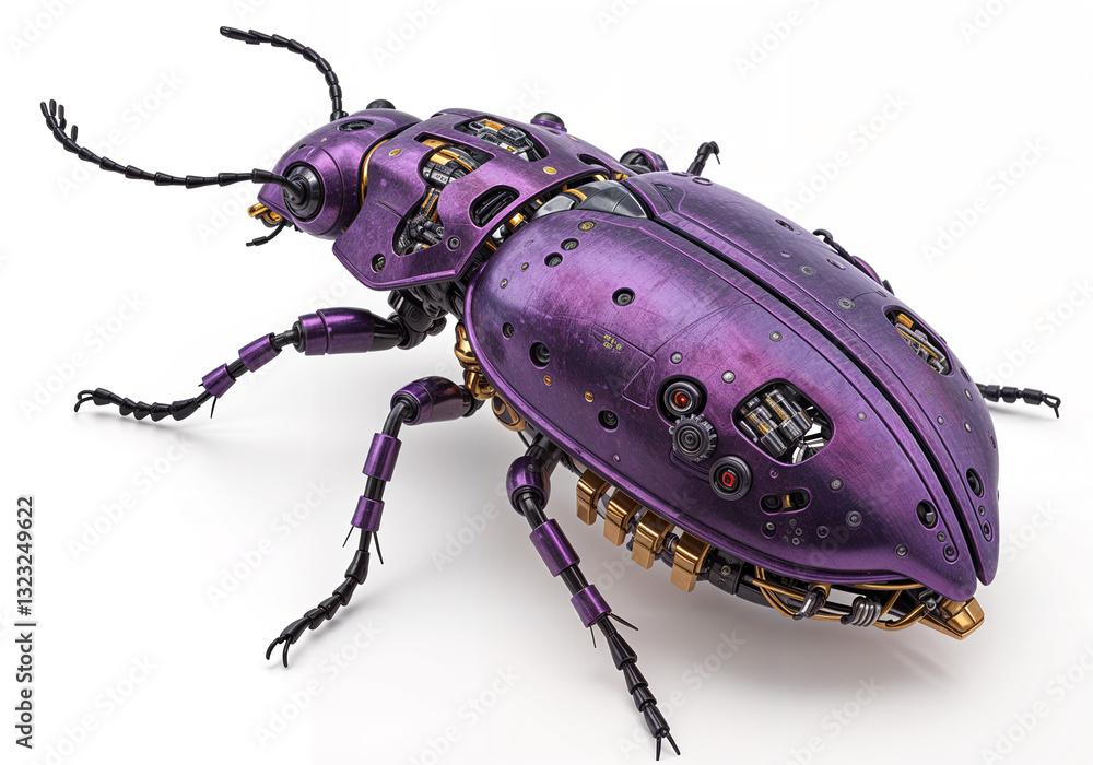 Poster futuristic cyber bug robot with mechanical elements . generative ai