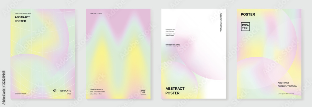 Poster abstract fluid gradient poster background vector. minimalist card with colorful, geometric shapes, l