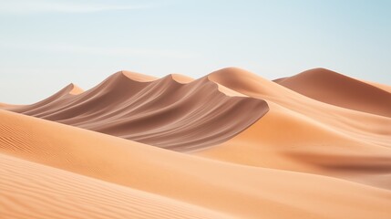 A vast desert landscape with smooth dunes sculpted by the wind