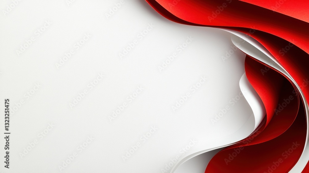 Aufkleber a vibrant design featuring red and white paper curves creating an abstract visual effect.