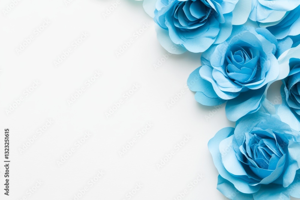 Poster close up of a blue colored sticky note isolated on a white background with clean lines and simple te