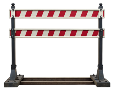 Railway crossing barrier on a transparent background