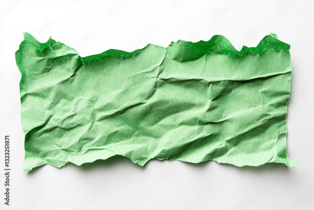 Poster close up of blank green sticky paper note isolated on white background with clean lines and minimal 