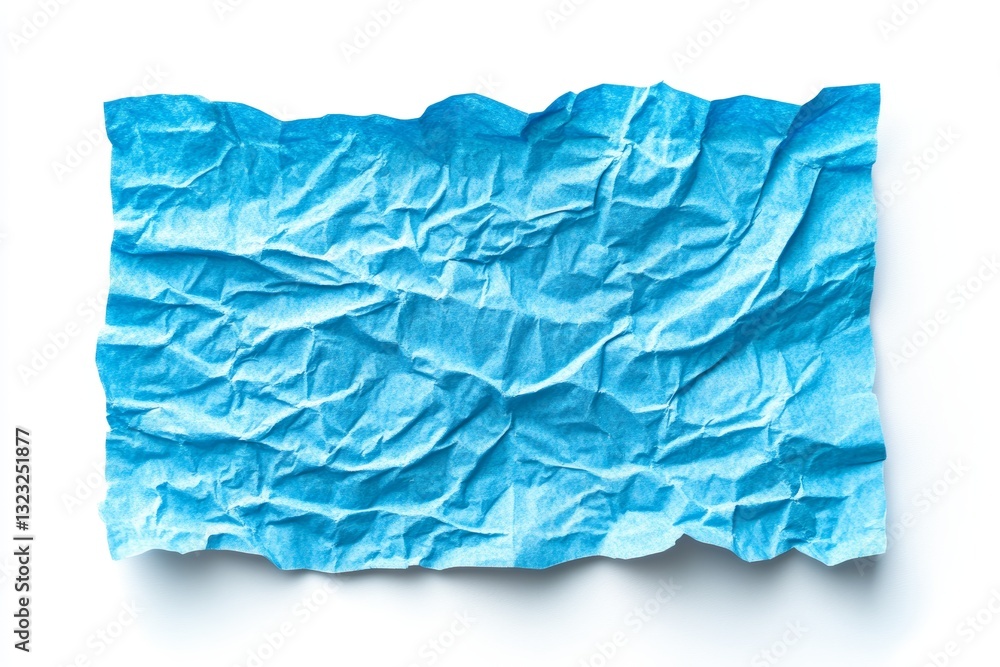 Poster close up of blank blue sticky paper note isolated on white background with clean lines and minimalis