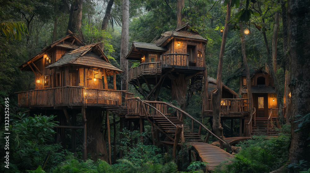 Poster A treehouse village hidden deep within an enchanted jungle.
