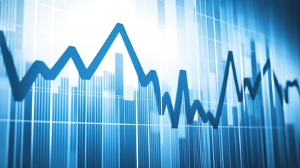 Abstract Blue Financial Data Graph Chart Showing Market Fluctuation