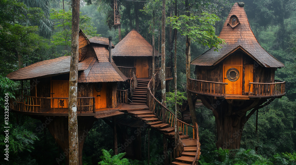 Poster A treehouse village hidden deep within an enchanted jungle.