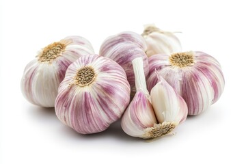 Garlic clove close-up, isolated on white background, high-resolution food detail