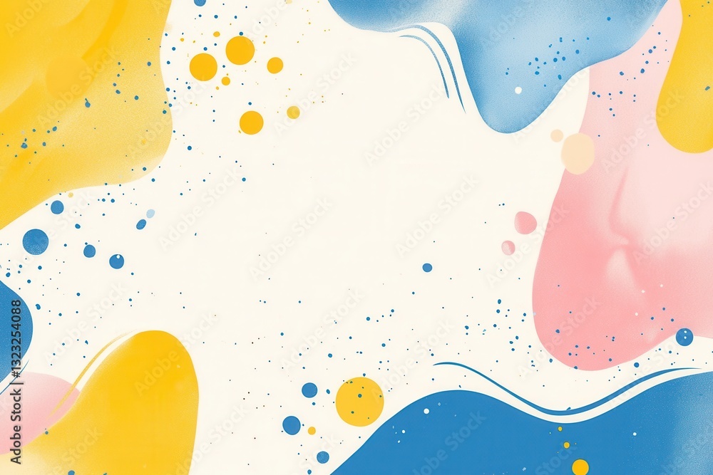 Poster bright and cheerful background with colorful splashes and a soft white gradient for creative project