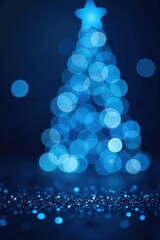 Sparkling blue bokeh, glittering lights, festive backdrop, season, blur