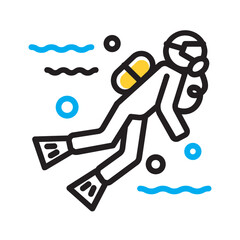 Vector multi color icon for Scuba dive