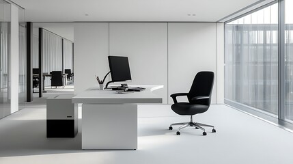 Modern Office Space with Minimalist Desk and Chair Interior Design