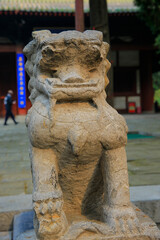 Stone lion carving craftsmanship in China