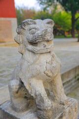 Stone lion carving craftsmanship in China