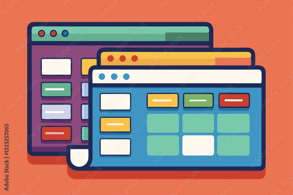 Poster colorful tabs showcase a customizable user interface design full of vibrant elements and functionali