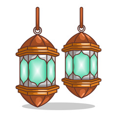 islamic lantern flat cartoon illustration
