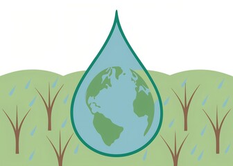 Obraz premium Water conservation, sanitation, and environmental protection for World Water Day minimalist vector art