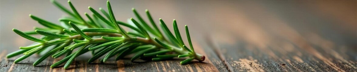 Obraz premium Close-up of fresh rosemary branch on rustic textured background, plant, herb