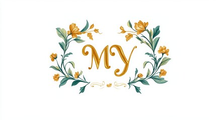 Elegant Wedding Logo with Intertwined Initials M and Y in Luxurious Goldish Yellow Font