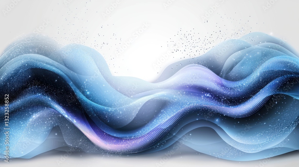 Poster captivating digital landscape with fluid wave like forms and vibrant color gradients ethereal dreamy