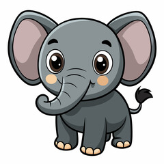 Cute Cartoon Gray Rabbit with Big Eyes
