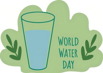 Water conservation, sanitation, and environmental protection for World Water Day minimalist vector art