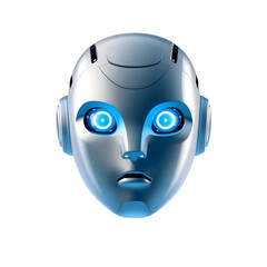 3d robot face icon symbolizing artificial intelligence, future technology and robotics perfect for research, automation, digital transformation and futuristic innovation projects	