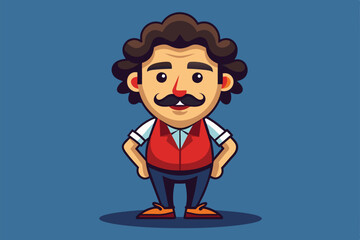 Fototapeta premium A cheerful cartoon character stands confidently, ready to dance tango with a fun expression, Tango Customizable Cartoon Illustration