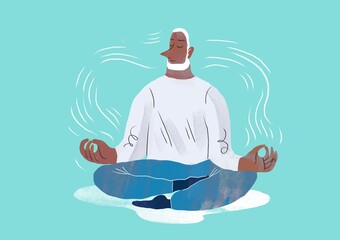 Elderly Man doing yoga