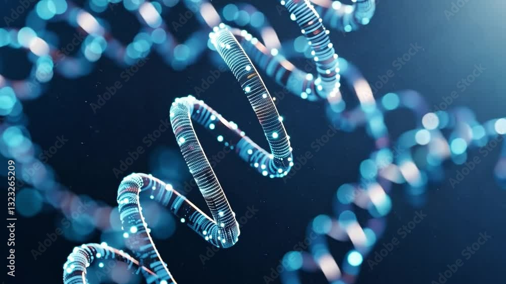 Poster close up view of glowing dna helix structure showcasing intricate design and vibrant colors deep div