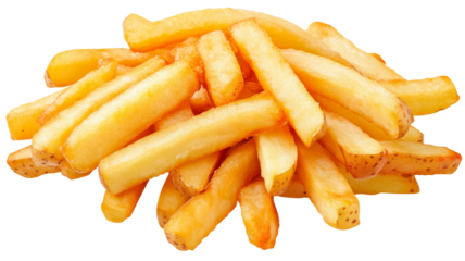 Pile of french fries creating delicious fast food meal on transparent background