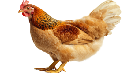 Brown hen standing on transparent background