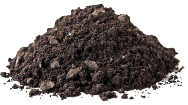 Pile of dirt isolated on transparent background for easy compositing