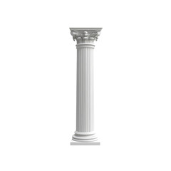 Obraz premium Isolated White Classical Corinthian Column with Detailed Capital and Base