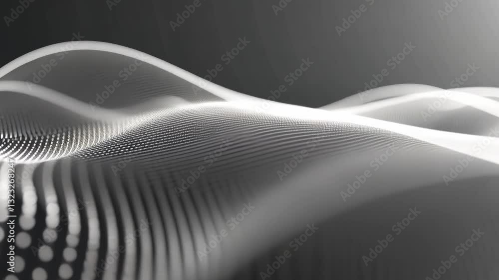 Poster abstract digital wave with dots and lines creating dynamic flow, representing technology and data vi