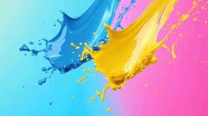 Colorful splashes of paint create a vibrant background with a golden ratio emphasis for striking visual engagement