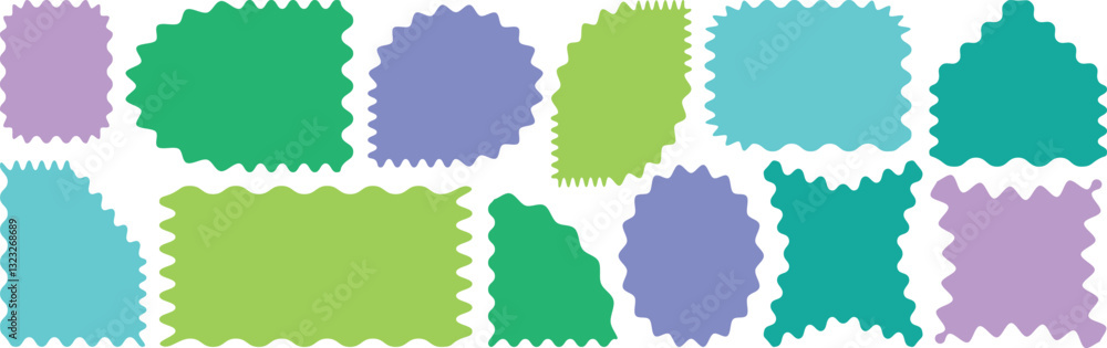 Poster zig zag wavy shape frames. zig zag wavy edge rectangle. abstract jagged elements for template, stick