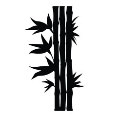A silhouette of bamboo stalk and branch vector icon illustration on white background.