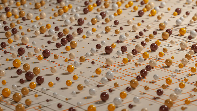 Exploring abstract technology with spherical shapes in 3D design