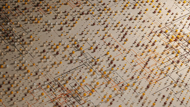 Exploring abstract technology with spherical shapes in 3D design