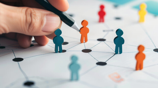 Hand Selecting Paper People Figures in a Network Connection Concept