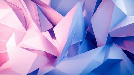 Fototapeta premium Abstract geometric shapes, vibrant pink and blue triangles, 3d render.